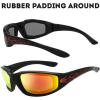 imageMotorcycle Riding Glasses Padded Frame Lens Block 100 UVBUVB for Outdoor Activity Sport1409shiny Blackflame Print