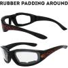 imageMotorcycle Riding Glasses Padded Frame Lens Block 100 UVBUVB for Outdoor Activity Sport1410shiny Blackflame Print