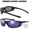 imageThe Fresh 3 Pairs Motorcycle Riding Glasses Padded Frame Lens Block 100 UVB for Outdoor Activity Sport 10MatteShiny Black Grey Blue Mirror ampamp Silver Mirror