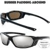 imageThe Fresh 3 Pairs Motorcycle Riding Glasses Padded Frame Lens Block 100 UVB for Outdoor Activity Sport 10MatteShiny Black Grey Blue Mirror ampamp Silver Mirror