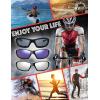 imageThe Fresh 3 Pairs Motorcycle Riding Glasses Padded Frame Lens Block 100 UVB for Outdoor Activity Sport 10MatteShiny Black Grey Blue Mirror ampamp Silver Mirror