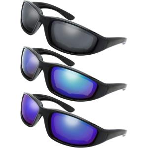 imageMotorcycle Riding Glasses Padded Frame Lens Block 100 UVBUVB for Outdoor Activity Sport1402shiny Black