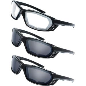 imageMotorcycle Riding Glasses Padded Frame Lens Block 100 UVBUVB for Outdoor Activity Sport23shiny Black