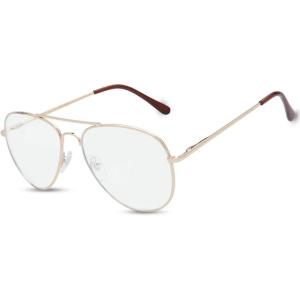 imageThe Fresh Blue Light Blocking Glasses Aviator Frame Anti Blue Ray Computer Game Glasses for Teens Men Women BAV301 GoldBav301 Gold