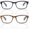 image2 Pack Black ampamp Tortoise Reading Glasses Timeless Look Crystal Clear Vision Spring Hinge Arms Gift Box Package 15X