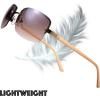 imageMinimalist Semirimless Rectangular Sunglasses for Men Women  Exquisite Packaging603bronz Light Brown Temple