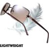 imageMinimalist Semirimless Rectangular Sunglasses for Men Women  Exquisite Packaging604copper Crystal Brown Temple