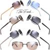 imageMinimalist Semirimless Rectangular Sunglasses for Men Women  Exquisite Packaging605bsiver Light Blue Temple