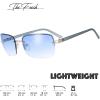 imageMinimalist Semirimless Rectangular Sunglasses for Men Women  Exquisite Packaging605bsiver Light Blue Temple