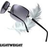 imageMinimalist Semirimless Rectangular Sunglasses for Men Women  Exquisite Packaging606siver Matte Black Temple