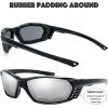 imageThe Fresh 3 Pairs Motorcycle Riding Glasses Padded Frame Lens Block 100 UVB for Outdoor Activity Sport 11Shiny Black Grey Silver Mirror ampamp Red Mirror