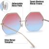 imageThe Fresh Fashion Designer Huge Hexagon Metal frame Ocean Colored Lens Sunglasses Gift Box1gold