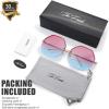 imageThe Fresh Fashion Designer Huge Hexagon Metal frame Ocean Colored Lens Sunglasses Gift Box1gold