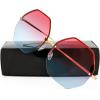 imageThe Fresh Fashion Designer Huge Hexagon Metal frame Ocean Colored Lens Sunglasses Gift Box1gold