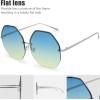 imageThe Fresh Fashion Designer Huge Hexagon Metal frame Ocean Colored Lens Sunglasses Gift Box4silver
