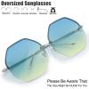 imageThe Fresh Fashion Designer Huge Hexagon Metal frame Ocean Colored Lens Sunglasses Gift Box4silver