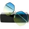imageThe Fresh Fashion Designer Huge Hexagon Metal frame Ocean Colored Lens Sunglasses Gift Box4silver