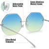 imageThe Fresh Fashion Designer Huge Hexagon Metal frame Ocean Colored Lens Sunglasses Gift Box4silver