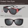 imageThe Fresh Fit Over Glasses Rhinestone Polarized Sunglasses for Women FR1F5610  Leather Eyeglasses CaseF5610p01 Crystal Black Light Burgundy  Grey