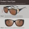 imageThe Fresh Fit Over Glasses Rhinestone Polarized Sunglasses for Women FR1F5610  Leather Eyeglasses CaseF5610p02 Crystal Brown  Brown