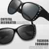 imageThe Fresh Fit Over Glasses Rhinestone Polarized Sunglasses for Women FR1F5610  Leather Eyeglasses CaseF5610p03 Black  Grey