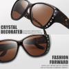 imageThe Fresh Fit Over Glasses Rhinestone Polarized Sunglasses for Women FR1F5610  Leather Eyeglasses CaseF5610p04 Leopard Print  Brown