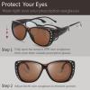 imageThe Fresh Fit Over Glasses Rhinestone Polarized Sunglasses for Women FR1F5610  Leather Eyeglasses CaseF5610p04 Leopard Print  Brown