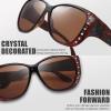 imageThe Fresh Fit Over Glasses Rhinestone Polarized Sunglasses for Women FR1F5610  Leather Eyeglasses CaseF5610p06 Brown Floral Flower Print  Brown