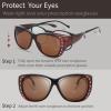 imageThe Fresh Fit Over Glasses Rhinestone Polarized Sunglasses for Women FR1F5610  Leather Eyeglasses CaseF5610p06 Brown Floral Flower Print  Brown