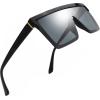 imageThe Fresh Flat Top Square One Piece Sunglasses Sunnies Shades Goggle Siamese Lens735801 Shiny Black  Grey