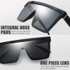 imageThe Fresh Flat Top Square One Piece Sunglasses Sunnies Shades Goggle Siamese Lens735801 Shiny Black  Grey