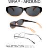 imageThe Fresh HD Polarized Wrap Around Shield Sunglasses for Wide Prescription Glasses Gift BoxF301shiny Black Orange