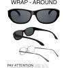 imageThe Fresh HD Polarized Wrap Around Shield Sunglasses for Wide Prescription Glasses Gift BoxF303matte Black