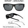 imageThe Fresh High Definition Polarized Wrap Around Shield Sunglasses for Glasses  Leather Eyeglasses CaseF202shiny Black