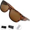 imageThe Fresh High Definition Polarized Wrap Around Shield Sunglasses for Glasses  Leather Eyeglasses CaseF205matte Tortoise