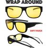imageThe Fresh High Definition Polarized Wrap Around Shield Sunglasses for Glasses  Leather Eyeglasses CaseF213nrubber Black