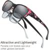 imageThe Fresh High Definition Polarized Wrap Around Shield Sunglasses for Glasses  Leather Eyeglasses CaseF3 Black Floral Flower Print