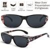 imageThe Fresh High Definition Polarized Wrap Around Shield Sunglasses for Glasses  Leather Eyeglasses CaseF3 Black Floral Flower Print