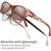 imageThe Fresh High Definition Polarized Wrap Around Shield Sunglasses for Glasses  Leather Eyeglasses CaseF3 Brown Floral Flower Print
