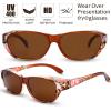 imageThe Fresh High Definition Polarized Wrap Around Shield Sunglasses for Glasses  Leather Eyeglasses CaseF3 Brown Floral Flower Print