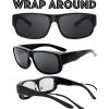 imageThe Fresh High Definition Polarized Wrap Around Shield Sunglasses for Glasses  Leather Eyeglasses CaseF402shiny Black