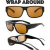 imageThe Fresh High Definition Polarized Wrap Around Shield Sunglasses for Glasses  Leather Eyeglasses CaseF403matte Black