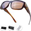 imageThe Fresh High Definition Polarized Wrap Around Shield Sunglasses for Glasses  Leather Eyeglasses CaseF404shiny Demi