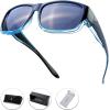imageThe Fresh High Definition Polarized Wrap Around Shield Sunglasses for Glasses  Leather Eyeglasses CaseF410black Blue Green