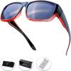 imageThe Fresh High Definition Polarized Wrap Around Shield Sunglasses for Glasses  Leather Eyeglasses CaseF411black Red