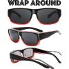 imageThe Fresh High Definition Polarized Wrap Around Shield Sunglasses for Glasses  Leather Eyeglasses CaseF411black Red