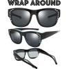 imageThe Fresh High Definition Polarized Wrap Around Shield Sunglasses for Glasses  Leather Eyeglasses CaseF5607rp02crystal Blue Black Paint for Large Glasses