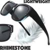 imageThe Fresh High Definition Polarized Wrap Around Shield Sunglasses for Glasses  Leather Eyeglasses CaseF5607rp02crystal Blue Black Paint for Large Glasses