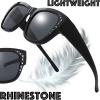 imageThe Fresh High Definition Polarized Wrap Around Shield Sunglasses for Glasses  Leather Eyeglasses CaseF5607rp03shiny Black for Large Glasses