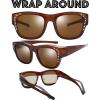 imageThe Fresh High Definition Polarized Wrap Around Shield Sunglasses for Glasses  Leather Eyeglasses CaseF5607rp04crystal Brown for Large Glasses